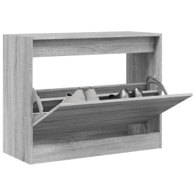 Zapatero de madera de ingeniería gris Sonoma 80x34x63 cm