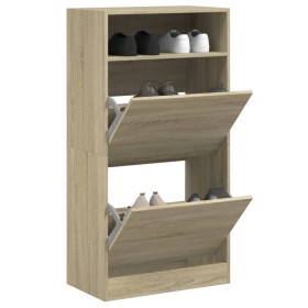 Engineered wood shoe rack in Sonoma oak, 60x34x116 cm. by , Shoe racks and shoe organizers - Ref: Foro24-840017, Price: 78,66...