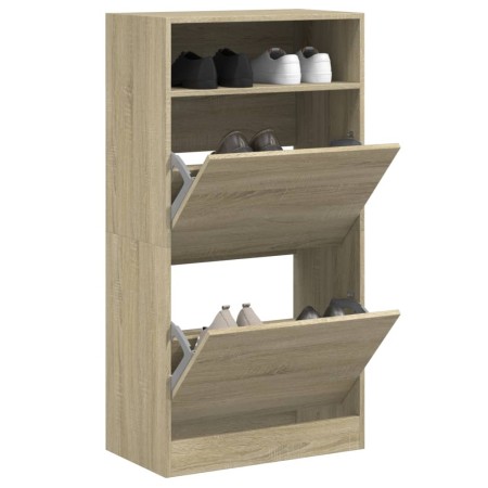 Engineered wood shoe rack in Sonoma oak, 60x34x116 cm. by , Shoe racks and shoe organizers - Ref: Foro24-840017, Price: 78,66...