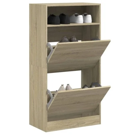 Engineered wood shoe rack in Sonoma oak, 60x34x116 cm. by , Shoe racks and shoe organizers - Ref: Foro24-840017, Price: 77,69...