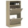 Engineered wood shoe rack in Sonoma oak, 60x34x116 cm. by , Shoe racks and shoe organizers - Ref: Foro24-840017, Price: 77,69...
