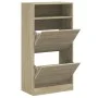 Engineered wood shoe rack in Sonoma oak, 60x34x116 cm. by , Shoe racks and shoe organizers - Ref: Foro24-840017, Price: 77,69...