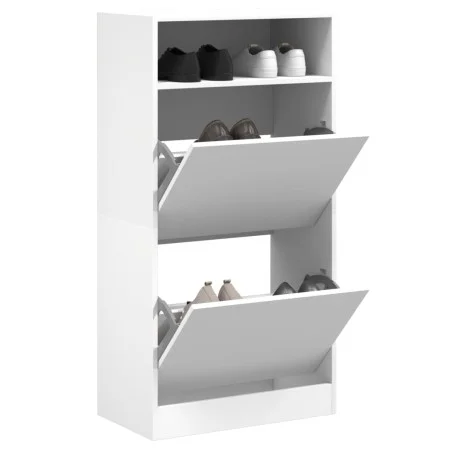 Engineered wood white shoe rack 60x34x116 cm by , Shoe racks and shoe organizers - Ref: Foro24-840015, Price: 78,67 €, Discou...