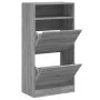 Zapatero de madera de ingeniería gris Sonoma 60x34x116 cm de , Zapateros y organizadores de calzado - Ref: Foro24-840020, Pre...