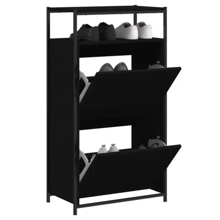 Zapatero de madera de ingeniería negro 60x34x112 cm de , Zapateros y organizadores de calzado - Ref: Foro24-840029, Precio: 9...