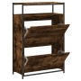 Smoked oak plywood shoe rack 75x34x112 cm by , Shoe racks and shoe organizers - Ref: Foro24-840036, Price: 95,15 €, Discount: %