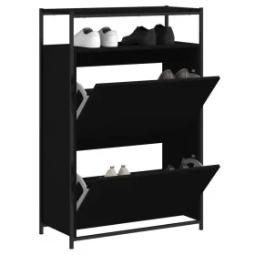 Engineered wood black shoemaker 75x34x112 cm by , Shoe racks and shoe organizers - Ref: Foro24-840034, Price: 106,59 €, Disco...