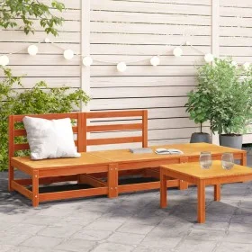 Sofá jardín sin reposabrazos con reposapiés madera pino marrón by , Modular outdoor sofas - Ref: Foro24-837967, Price: 129,12...