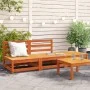 Sofá jardín sin reposabrazos con reposapiés madera pino marrón by , Modular outdoor sofas - Ref: Foro24-837967, Price: 129,12...