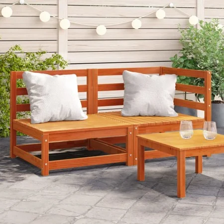 Zweiplätziges Massivholz-Gartensofa aus Kiefer in brauner Wachsfarbe. von , Modulare Sofas für den Außenbereich - Ref: Foro24...