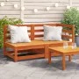 Zweiplätziges Massivholz-Gartensofa aus Kiefer in brauner Wachsfarbe. von , Modulare Sofas für den Außenbereich - Ref: Foro24...
