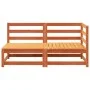 Zweiplätziges Massivholz-Gartensofa aus Kiefer in brauner Wachsfarbe. von , Modulare Sofas für den Außenbereich - Ref: Foro24...