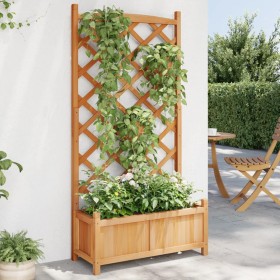 Jardinera con enrejado de madera maciza de abeto marrón