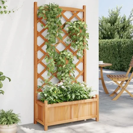 Blumenkasten mit massivem Gitter aus braunem Fichtenholz. von , Töpfe und Pflanzgefäße - Ref: Foro24-365488, Preis: 81,98 €, ...