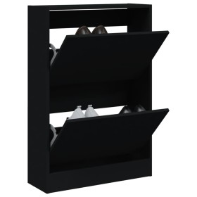 Schwarzer Schuhschrank aus Holzwerkstoff 60x21x87,5 cm von , Schuhregale und Schuhorganisatoren - Ref: Foro24-839890, Preis: ...