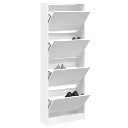 Zapatero de madera de ingeniería blanco 60x21x163,5 cm by , Shoe racks and shoe organizers - Ref: Foro24-839903, Price: 124,7...