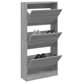 Zapatero de madera de ingeniería gris Sonoma 60x21x125,5 cm