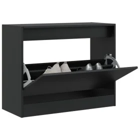 Zapatero de madera de ingeniería negro 80x34x63 cm by , Shoe racks and shoe organizers - Ref: Foro24-839960, Price: 59,68 €, ...