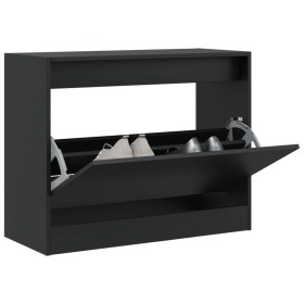 Zapatero de madera de ingeniería negro 80x34x63 cm by , Shoe racks and shoe organizers - Ref: Foro24-839960, Price: 60,40 €, ...