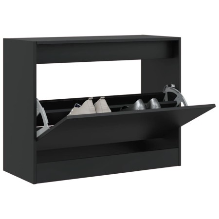 Schwarzer Holzschuhschrank aus Ingenieurholz, 80x34x63 cm. von , Schuhregale und Schuhorganisatoren - Ref: Foro24-839960, Pre...