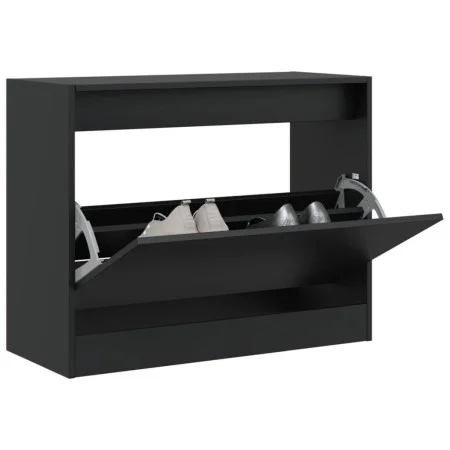 Schwarzer Holzschuhschrank aus Ingenieurholz, 80x34x63 cm. von , Schuhregale und Schuhorganisatoren - Ref: Foro24-839960, Pre...