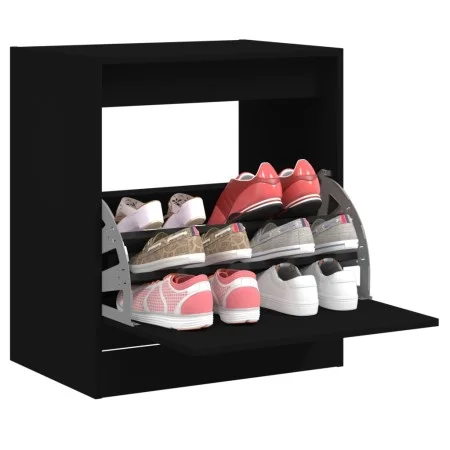 Zapatero de madera de ingeniería negro 60x42x69 cm de , Zapateros y organizadores de calzado - Ref: Foro24-839981, Precio: 58...
