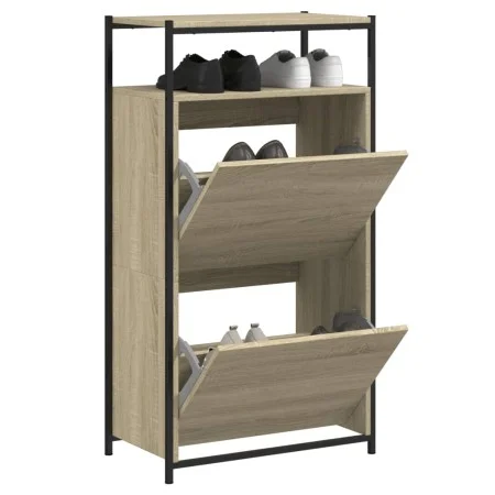 Zapatero de madera de ingeniería roble Sonoma 60x34x112 cm by , Shoe racks and shoe organizers - Ref: Foro24-840030, Price: 8...