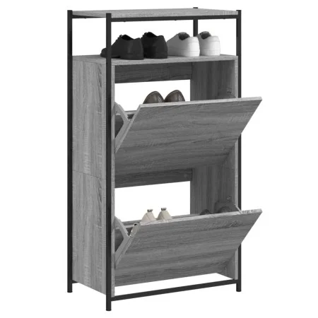 Ingenieurholzschuhregal in Sonoma-Grau 60x34x112 cm von , Schuhregale und Schuhorganisatoren - Ref: Foro24-840032, Preis: 95,...