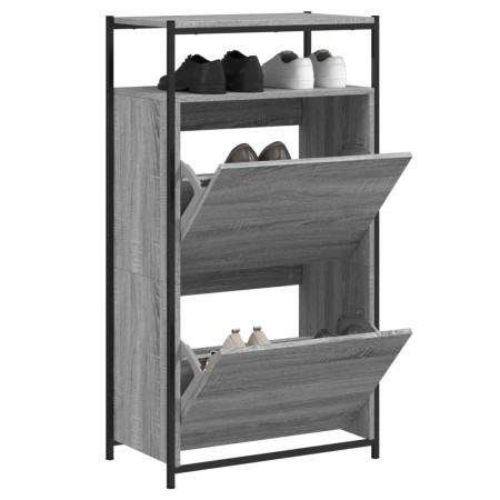 Zapatero de madera de ingeniería gris Sonoma 60x34x112 cm by , Shoe racks and shoe organizers - Ref: Foro24-840032, Price: 97...