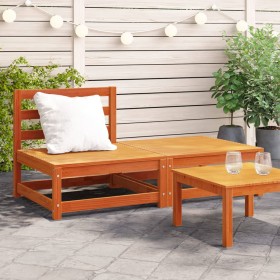 Garden sofa without armrests with footrest in brown pine wood by , Modular outdoor sofas - Ref: Foro24-837960, Price: 99,95 €...