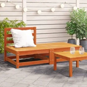 Garden sofa without armrests with footrest in brown pine wood by , Modular outdoor sofas - Ref: Foro24-837960, Price: 98,89 €...