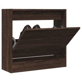 Zapatero de madera de ingeniería marrón roble 60x21x57 cm