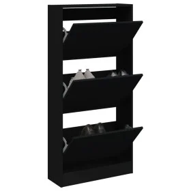 Black engineered wood shoe rack 60x21x125.5 cm by , Shoe racks and shoe organizers - Ref: Foro24-839897, Price: 95,41 €, Disc...