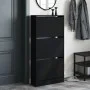 Black engineered wood shoe rack 60x21x125.5 cm by , Shoe racks and shoe organizers - Ref: Foro24-839897, Price: 95,41 €, Disc...