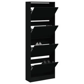 Black engineered wood shoe rack 60x21x163.5 cm by , Shoe racks and shoe organizers - Ref: Foro24-839904, Price: 108,68 €, Dis...