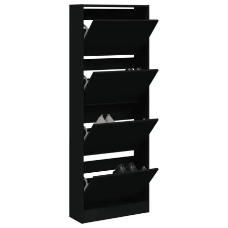 Black engineered wood shoe rack 60x21x163.5 cm by , Shoe racks and shoe organizers - Ref: Foro24-839904, Price: 108,68 €, Dis...