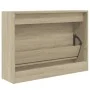 Schuhregal aus Sonoma-Eichenholzwerkstoff, 80 x 21 x 57 cm von , Schuhregale und Schuhorganisatoren - Ref: Foro24-839912, Pre...