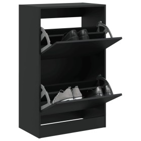 Black engineered wood shoe rack 60x34x96.5 cm by , Shoe racks and shoe organizers - Ref: Foro24-839946, Price: 98,12 €, Disco...