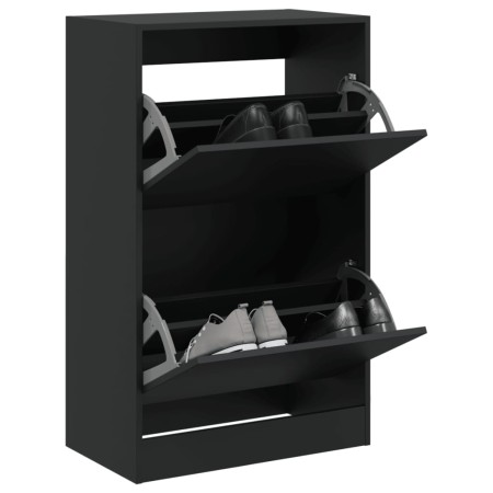 Black engineered wood shoe rack 60x34x96.5 cm by , Shoe racks and shoe organizers - Ref: Foro24-839946, Price: 98,12 €, Disco...