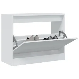 White engineered wood shoe rack 80x34x63 cm by , Shoe racks and shoe organizers - Ref: Foro24-839959, Price: 59,60 €, Discoun...