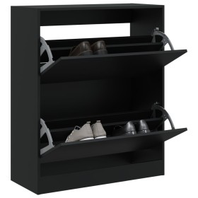 Zapatero de madera de ingeniería negro 80x34x96,5 cm