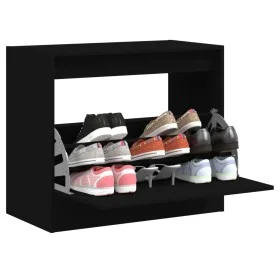 Black engineered wood shoe rack 80x42x69 cm by , Shoe racks and shoe organizers - Ref: Foro24-840002, Price: 66,13 €, Discoun...