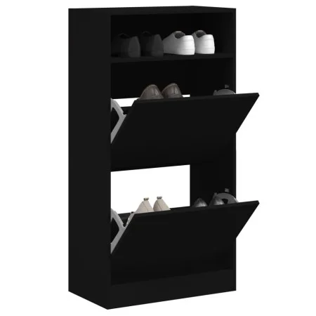 Black engineered wood shoe rack 60x34x116 cm by , Shoe racks and shoe organizers - Ref: Foro24-840016, Price: 81,07 €, Discou...
