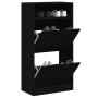 Black engineered wood shoe rack 60x34x116 cm by , Shoe racks and shoe organizers - Ref: Foro24-840016, Price: 82,13 €, Discou...
