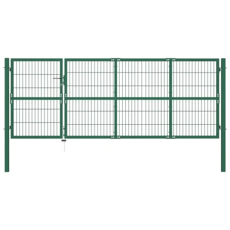 Puerta de valla de jardín con postes acero verde 350x120 cm de , Puertas de jardín - Ref: Foro24-142570, Precio: 516,20 €, De...