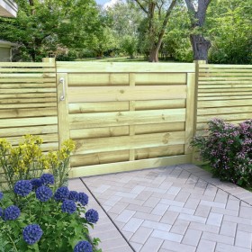 Puerta de jardín madera de pino impregnada verde 100x75 cm