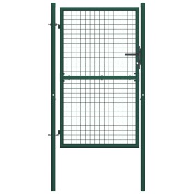 Puerta de valla de acero verde 100x200 cm