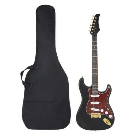 Beginners electric guitar with case black gold 4/4 39" by , Guitars - Ref: Foro24-70194, Price: 153,42 €, Discount: %