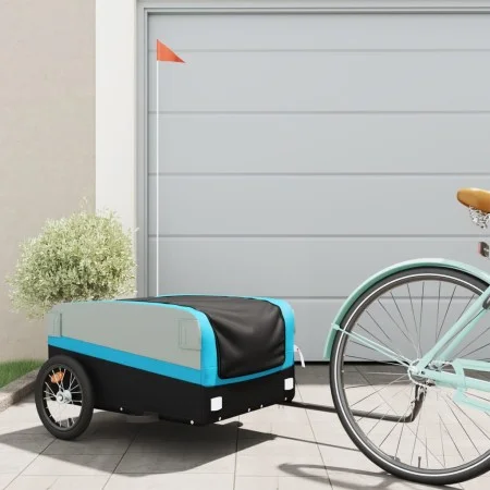 Black and blue iron bicycle trailer 45 kg by , Bicycle trailers - Ref: Foro24-94044, Price: 87,86 €, Discount: %