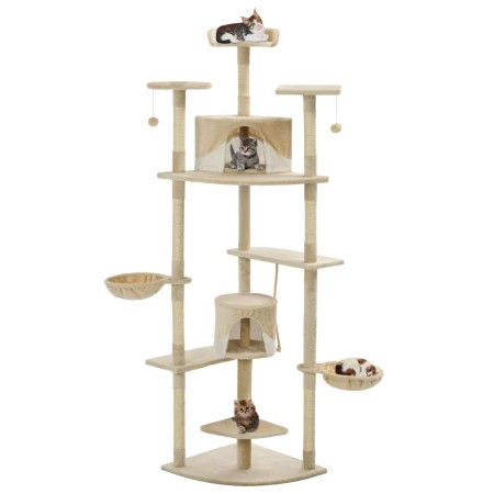 Katzenkratzbaum mit Sisalpfosten 203 cm beige und weiß von , Katzenmöbel - Ref: Foro24-170527, Preis: 146,59 €, Rabatt: %